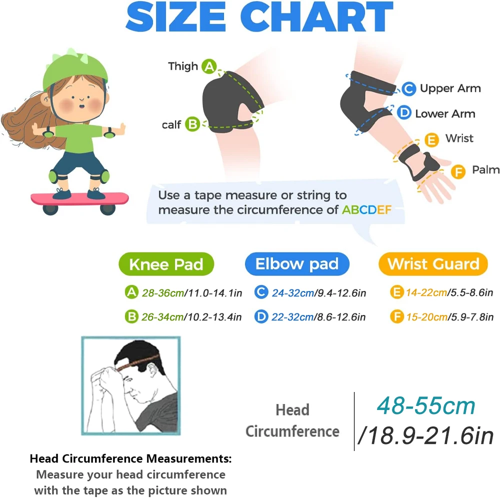 7Pcs/Set Kids Bike Helmet Skat - Scooter Helmet Set 评论和价格